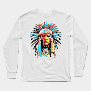 American Native Indian Brave Warrior Inspiration People Abstract Long Sleeve T-Shirt